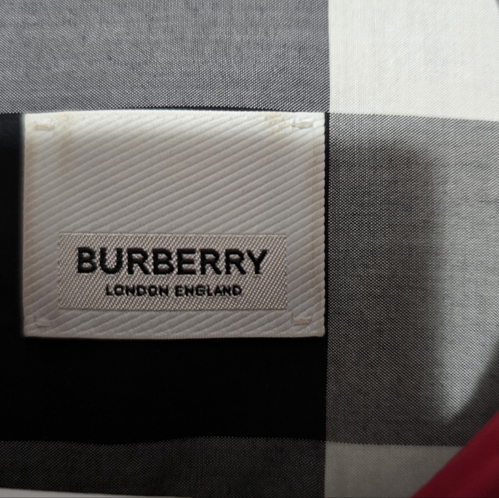 Burberry Check Stretch Cotton Poplin Shirt Red Multicolor Long Sleeve. Large - Picture 6 of 11